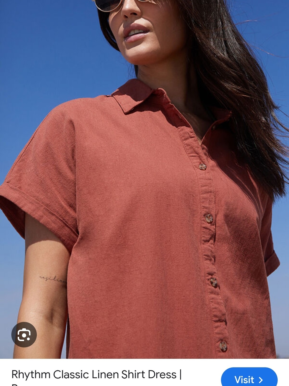 Rhythm Linen Button-Down Shirt Dress